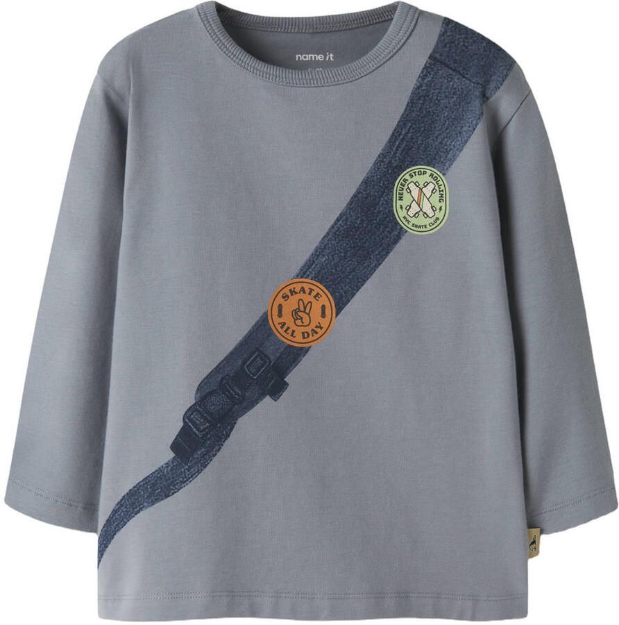NAME IT MINI longsleeve met backprint lichtblauw