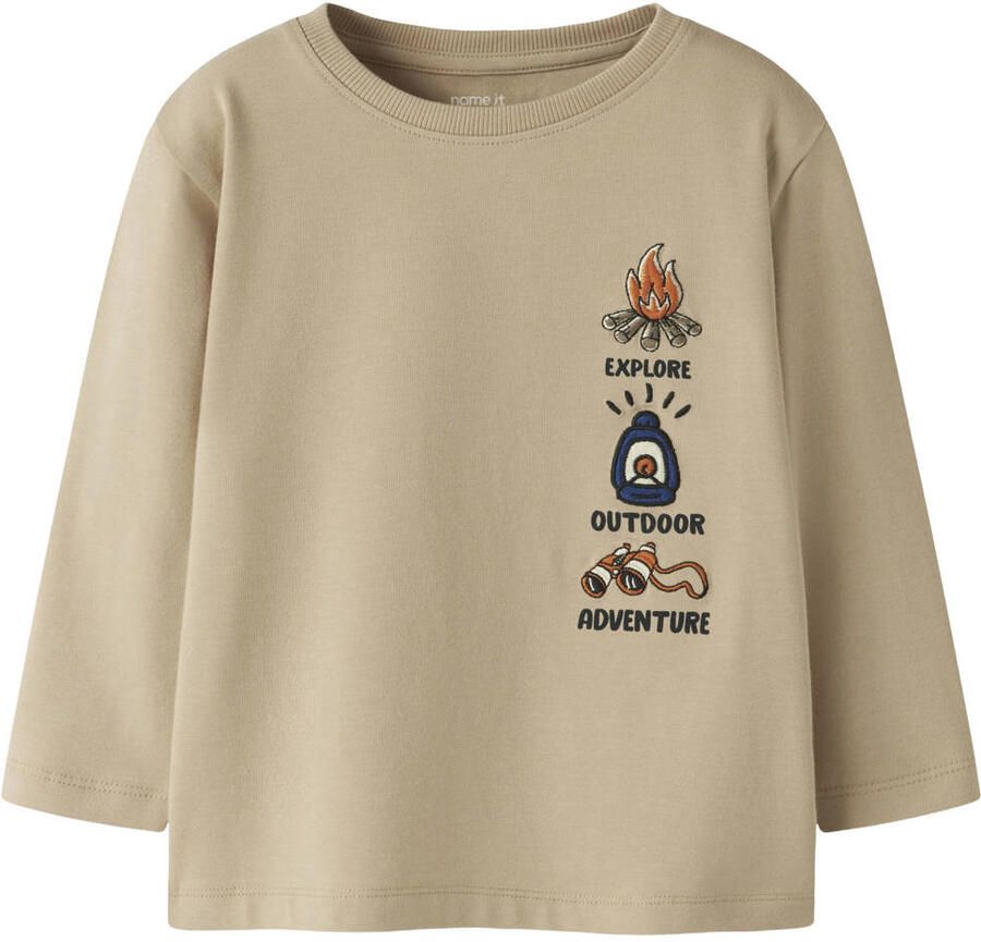 NAME IT MINI longsleeve met backprint lichtbruin