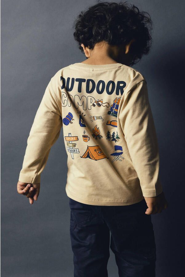 NAME IT MINI longsleeve met backprint lichtbruin - Foto 3