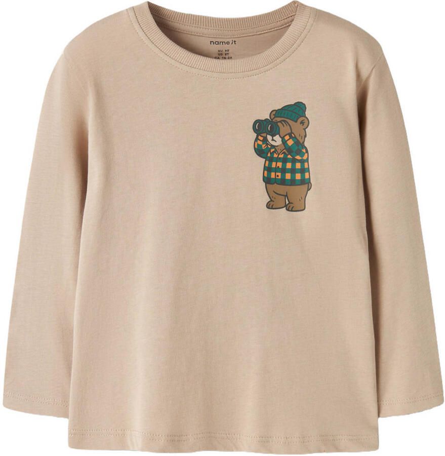 NAME IT MINI longsleeve met backprint lichtbruin