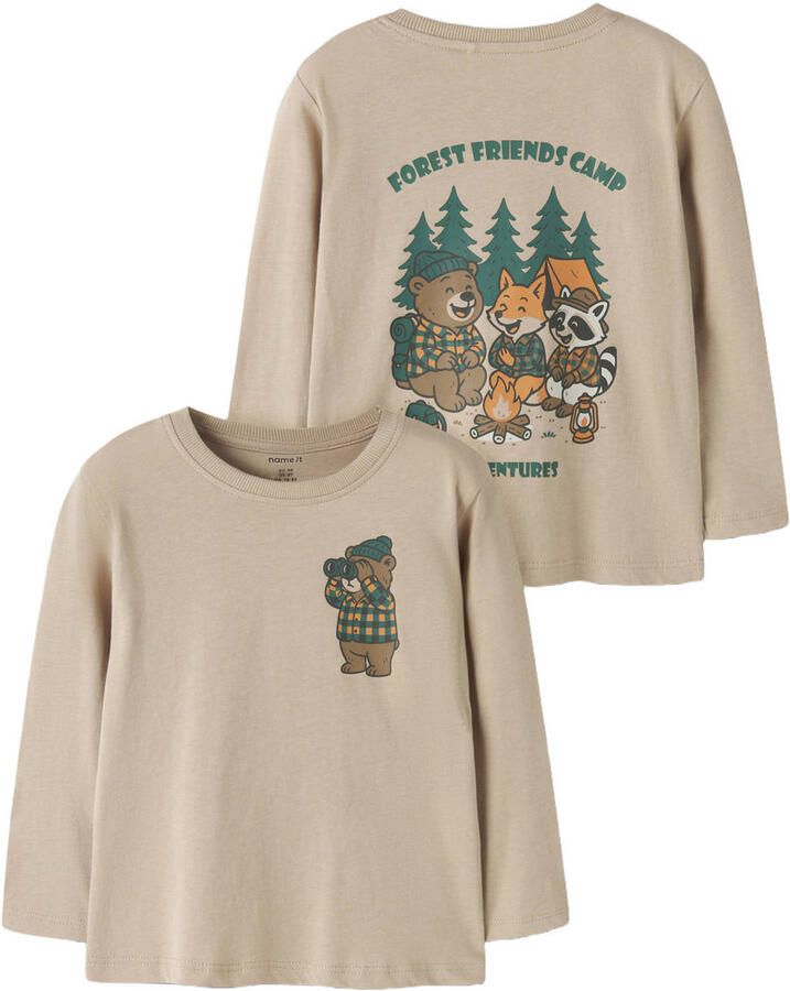 NAME IT MINI longsleeve met backprint lichtbruin - Foto 3