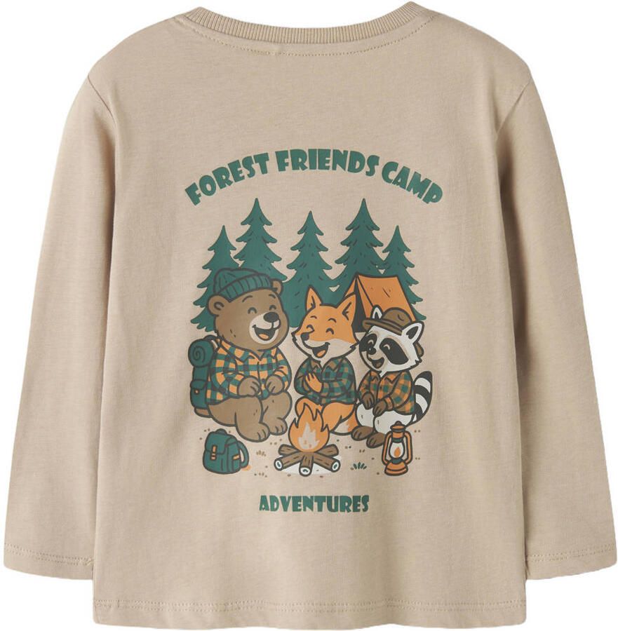 NAME IT MINI longsleeve met backprint lichtbruin - Foto 2