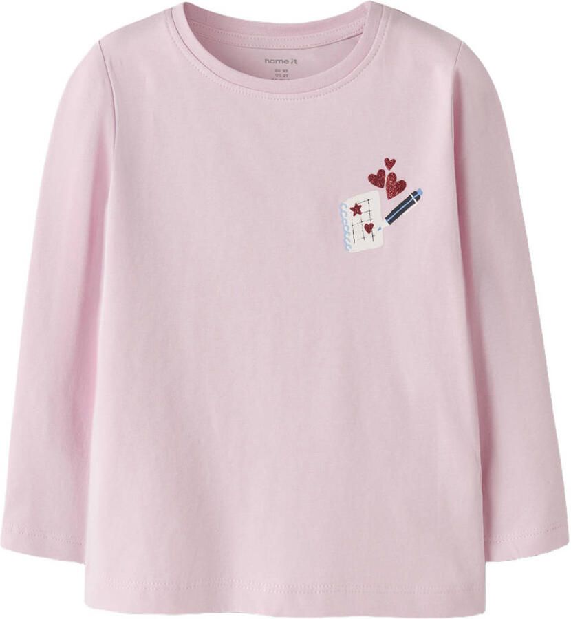 NAME IT MINI longsleeve met backprint roze