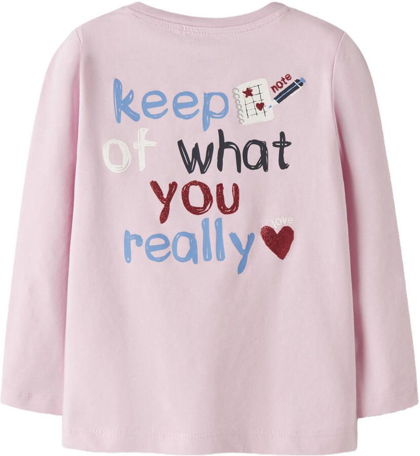 NAME IT MINI longsleeve met backprint roze - Foto 2