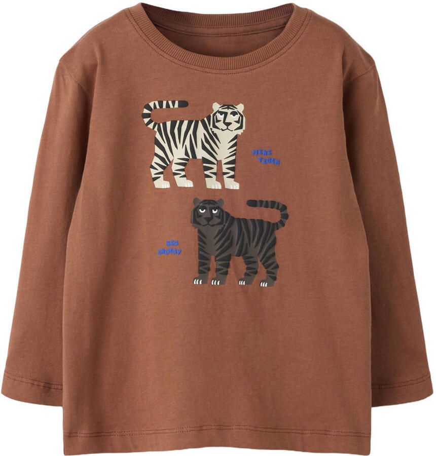 NAME IT MINI longsleeve met print bruin