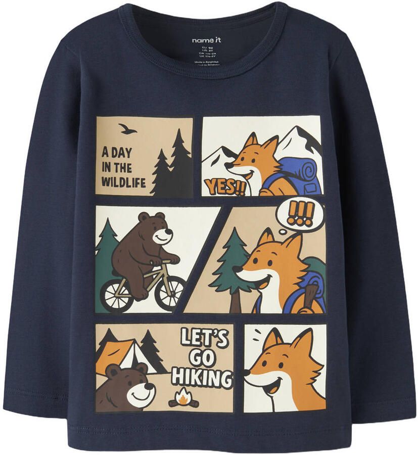NAME IT MINI longsleeve met print donkerblauw