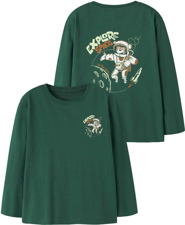 NAME IT MINI longsleeve met print en backprint groen Jongens Katoen Ronde hals - Foto 2