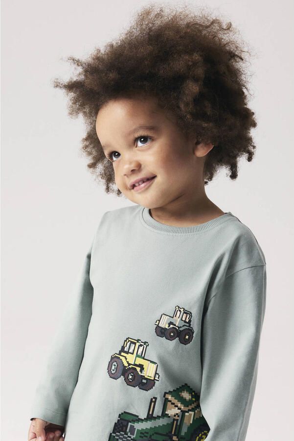 NAME IT MINI longsleeve met print grijsgroen