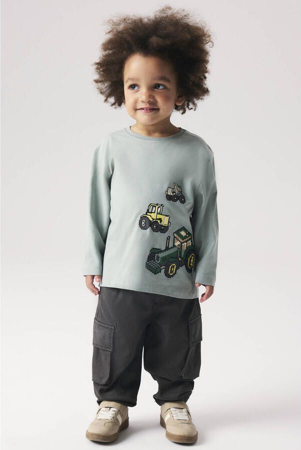 NAME IT MINI longsleeve met print grijsgroen - Foto 2