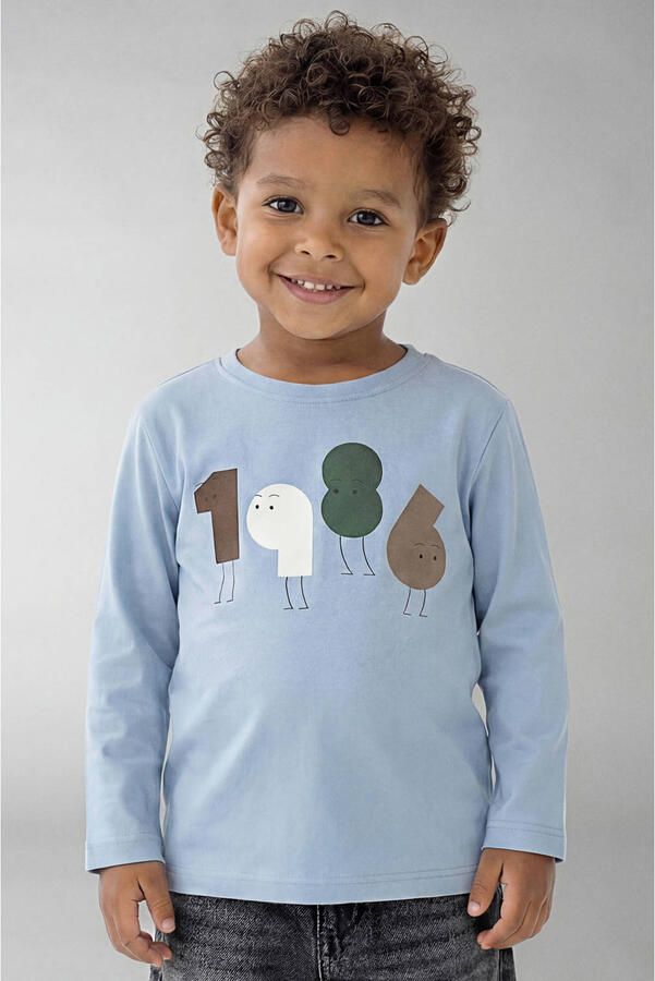 NAME IT MINI longsleeve met print lichtblauw