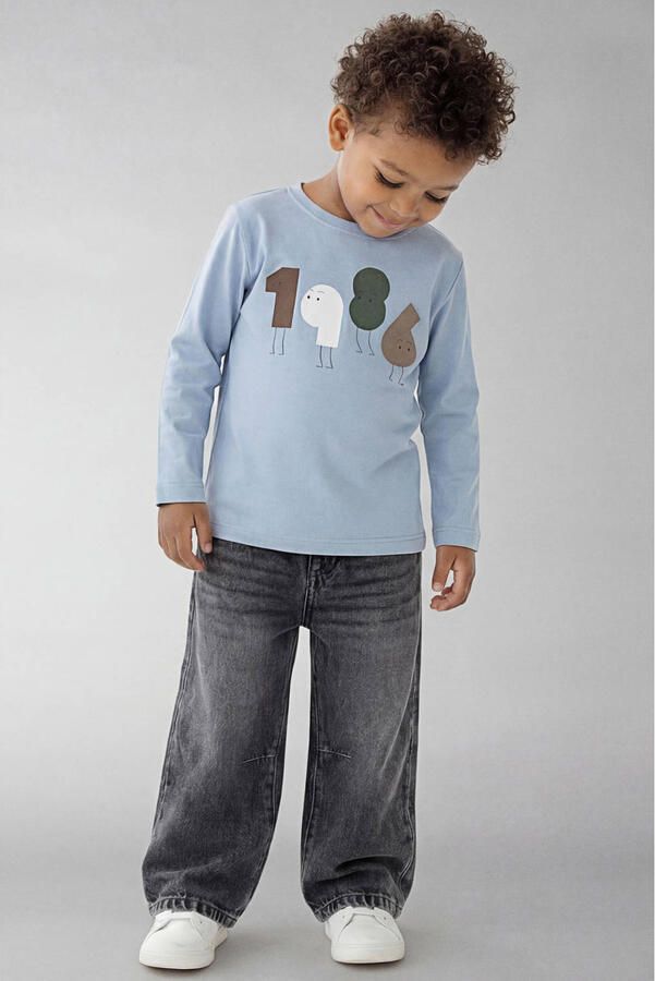 NAME IT MINI longsleeve met print lichtblauw - Foto 3