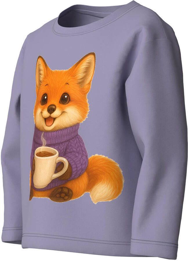 NAME IT MINI longsleeve met print lila Paars Meisjes Katoen Ronde hals - Foto 3
