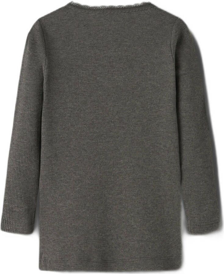 Name It Shirt met lange mouwen NMFKAB LS TOP NOOS in fijne rib en met schattige kanten rand aan de halslijn