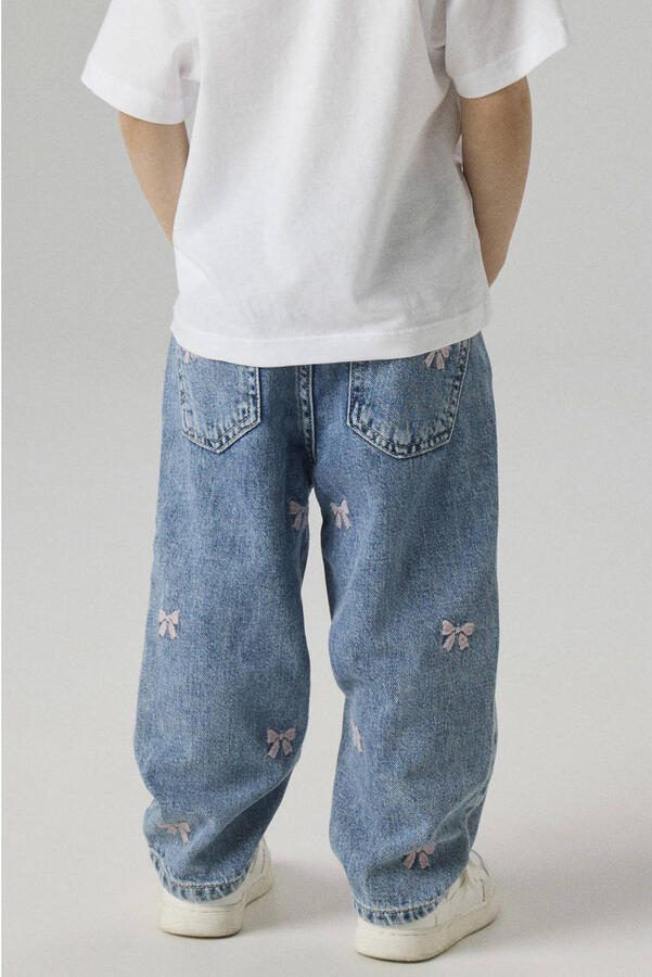 NAME IT MINI loose fit jeans NMFBELLA met strikjes Medium blue denim - Foto 2