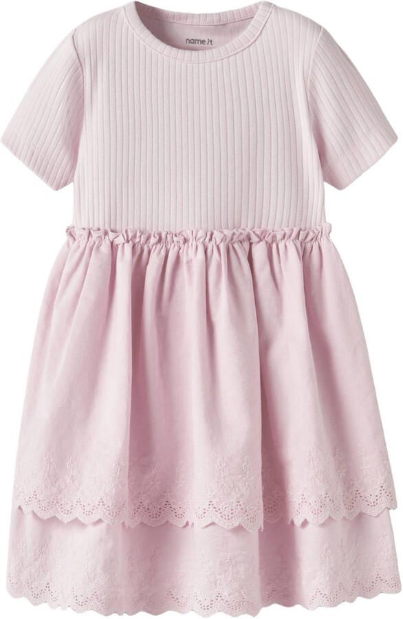NAME IT MINI midi jurk broderie roze