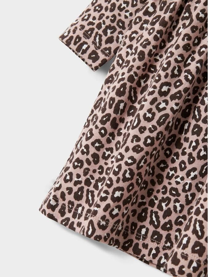 NAME IT MINI midi jurk met plooien en panterprint oudroze - Foto 2