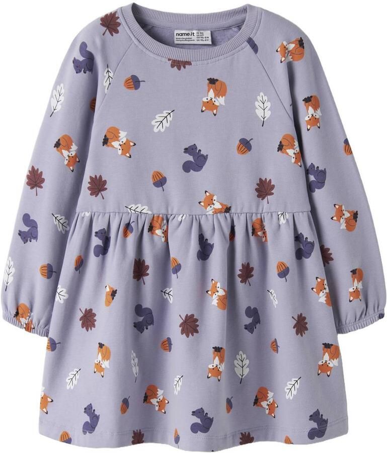 NAME IT MINI midi sweatjurk met print lila