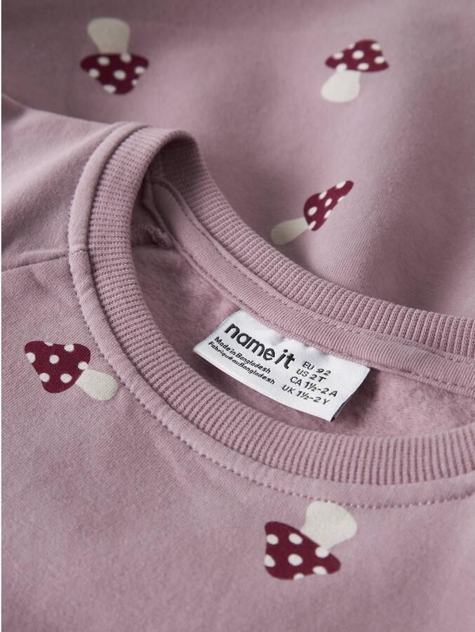 NAME IT MINI midi sweatjurk met print roze - Foto 2