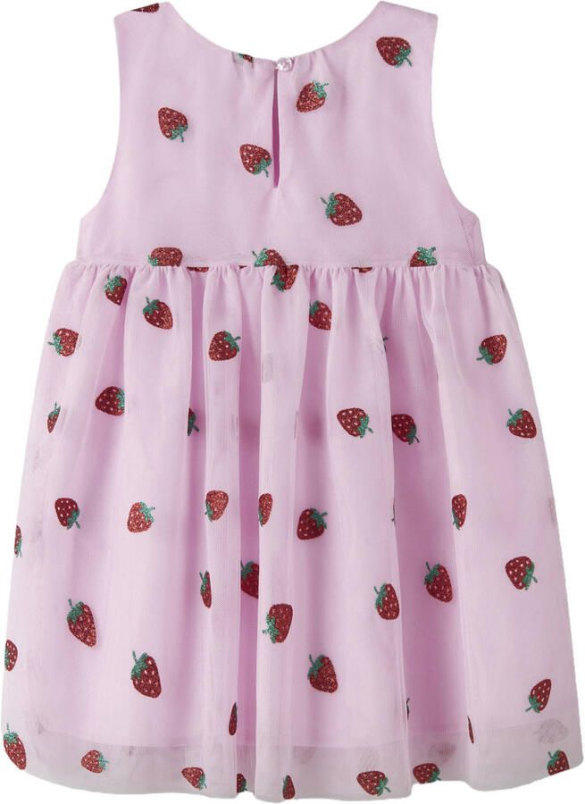 NAME IT MINI mouwloze tule jurk met aardbeien roze