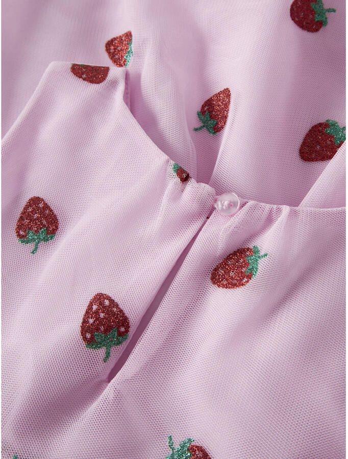 NAME IT MINI mouwloze tule jurk met aardbeien roze - Foto 2
