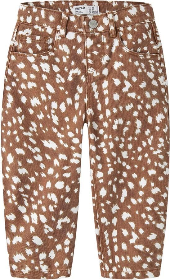 NAME IT MINI NMFBELLA barrel jeans met print bruin
