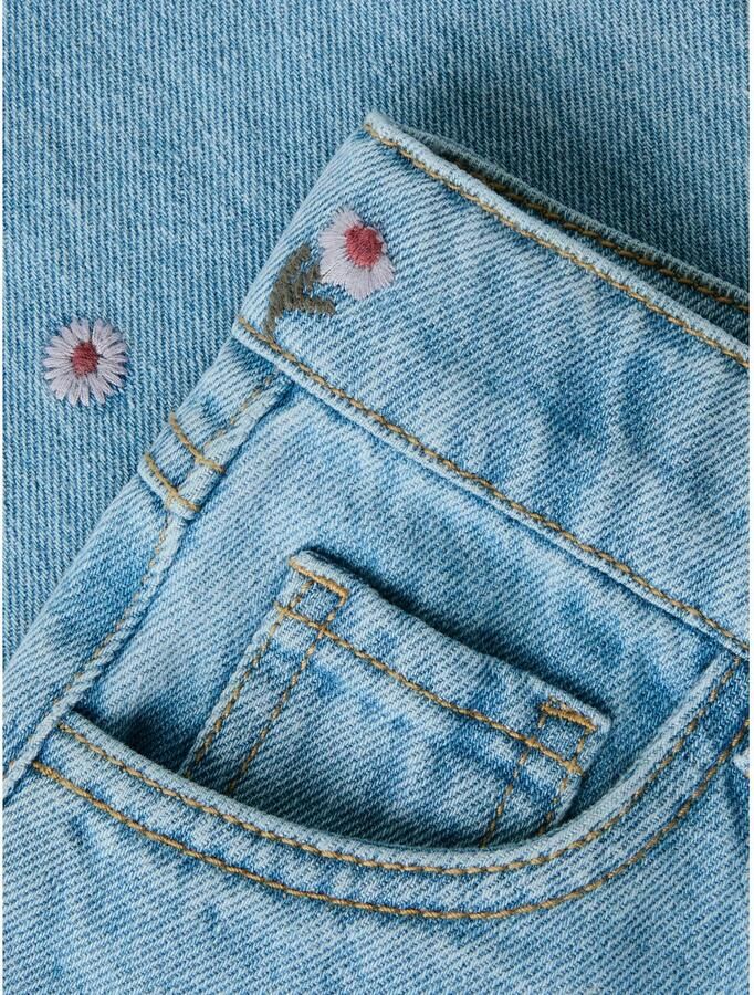 NAME IT MINI NMFROSE wide leg gebloemde jeans met borduursels medium blue denim Blauw - Foto 2
