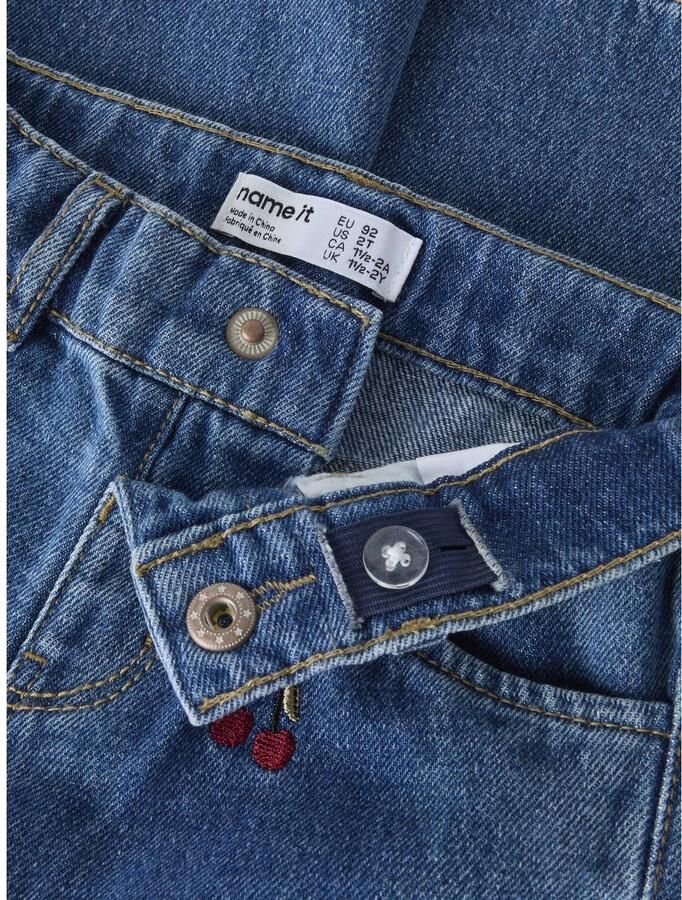 NAME IT MINI NMFROSE wide leg jeans met borduursels en print mediumblauw Meisjes Denim - Foto 2
