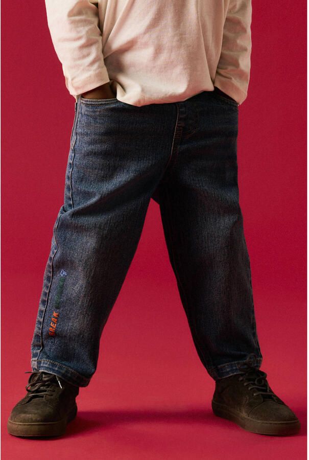 NAME IT MINI NMMBEN tapered jeans met tekst mediumblauw