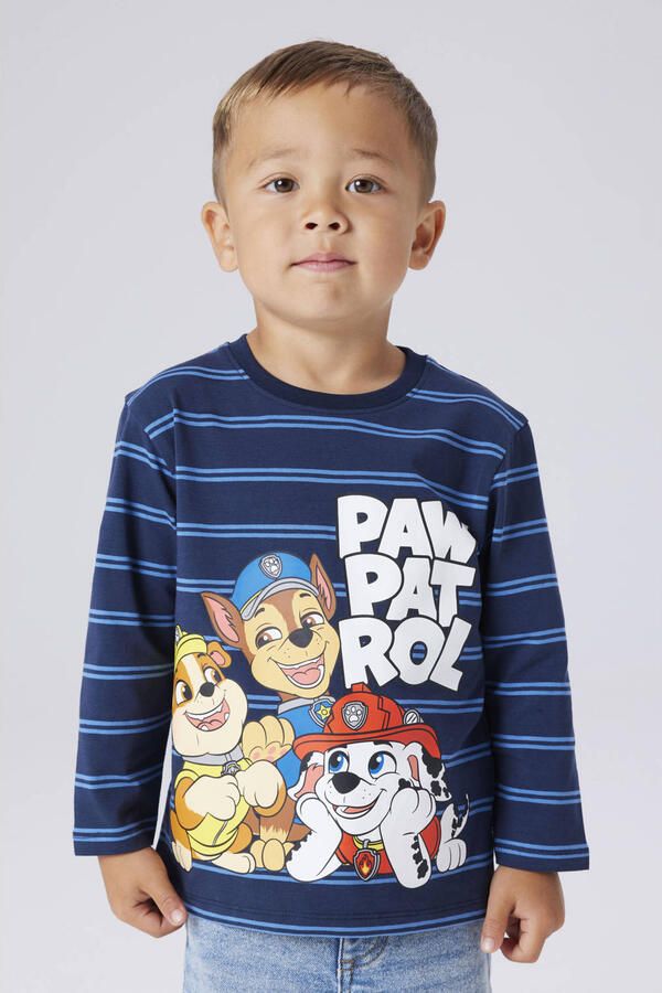 NAME IT MINI Paw Patrol longsleeve donkerblauw gebreid