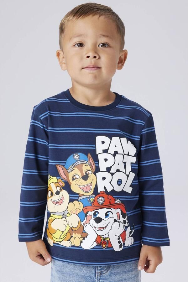 NAME IT MINI Paw Patrol longsleeve donkerblauw gebreid Jongens Stretchkatoen Ronde hals - Foto 2