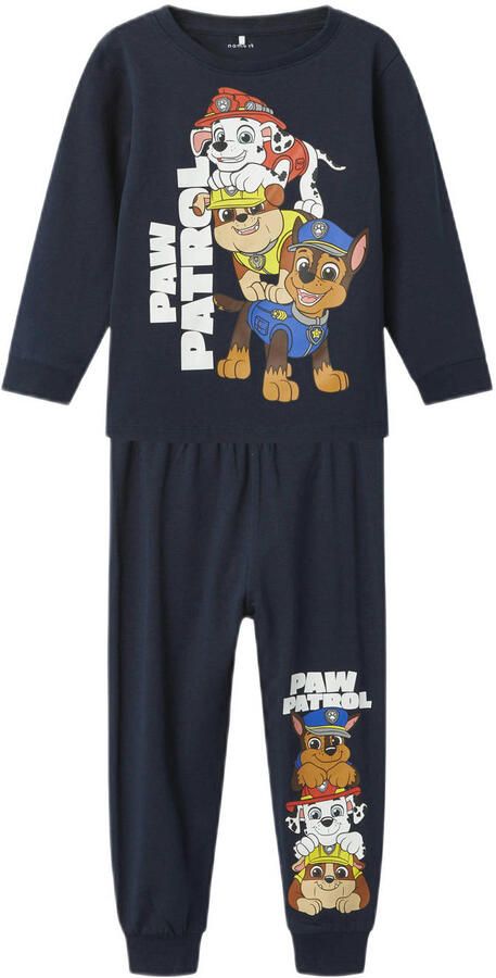 Name it MINI Paw Patrol pyjama met printopdruk donkerblauw Jongens Stretchkatoen Ronde hals 110 116 - Foto 3