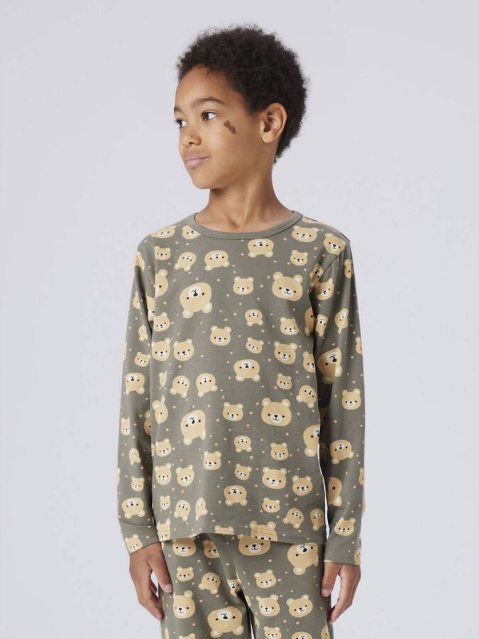 NAME IT MINI pyjama groen bruin (set van 2)