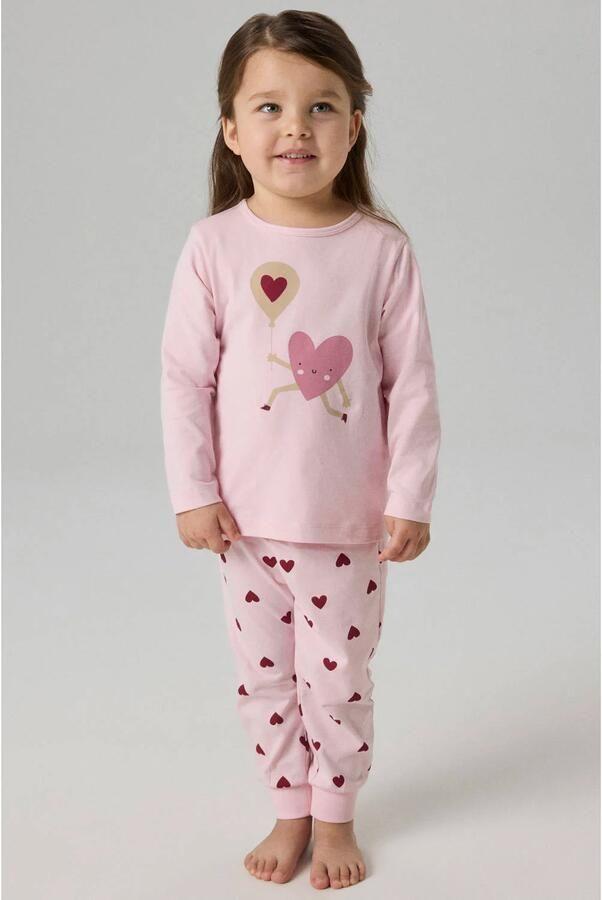 NAME IT MINI pyjama met hartjes roze donkerrood