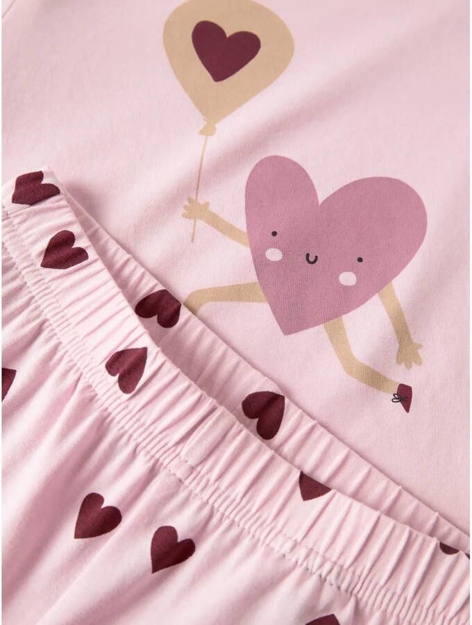 NAME IT MINI pyjama met hartjes roze donkerrood - Foto 2