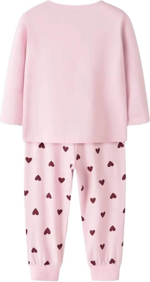 NAME IT MINI pyjama met hartjes roze donkerrood - Foto 3
