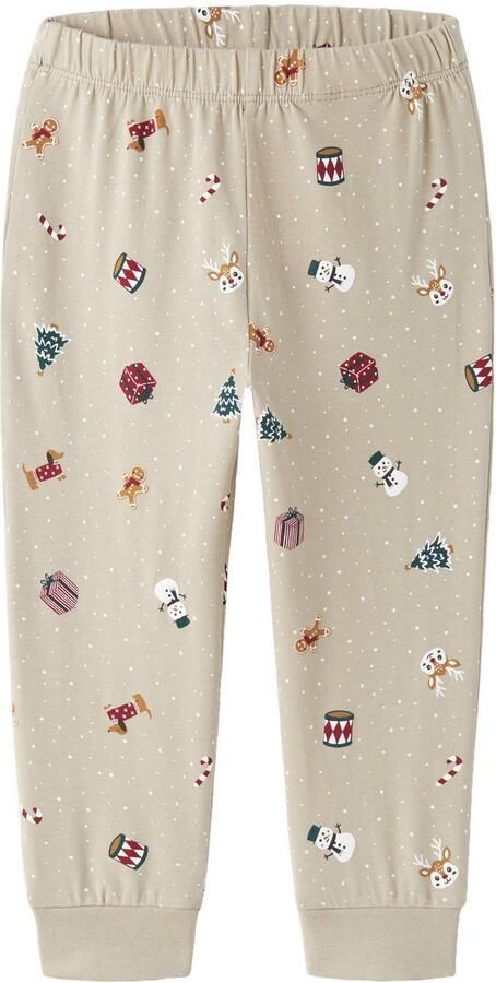 NAME IT MINI pyjama met print beige Stretchkatoen Ronde hals