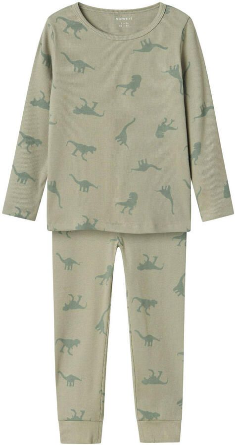 Name it MINI pyjama NMMNIGHTSET DINO groen Jongens Stretchkatoen Ronde hals 110 116 - Foto 2