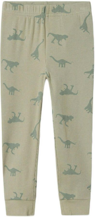 Name it MINI pyjama NMMNIGHTSET DINO groen Jongens Stretchkatoen Ronde hals 110 116
