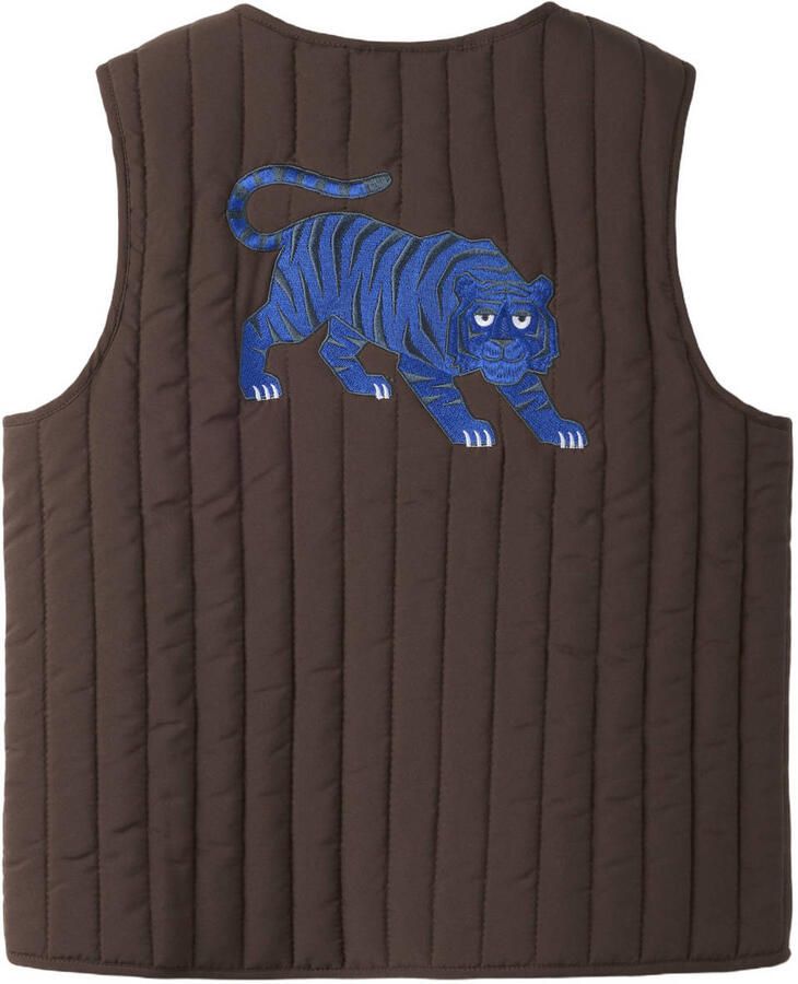 NAME IT MINI quilted gilet met borduursels en backprint donkerbruin