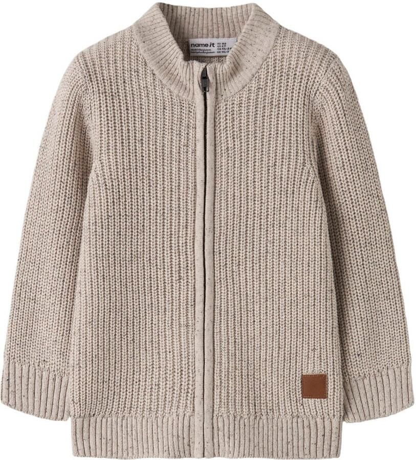 NAME IT MINI rechtvallend gebreid vest beige Jongens Katoen Ronde hals