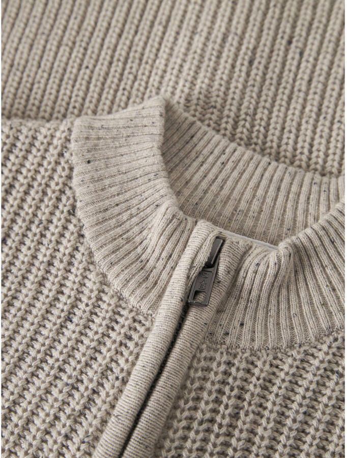 NAME IT MINI rechtvallend gebreid vest beige Jongens Katoen Ronde hals - Foto 2