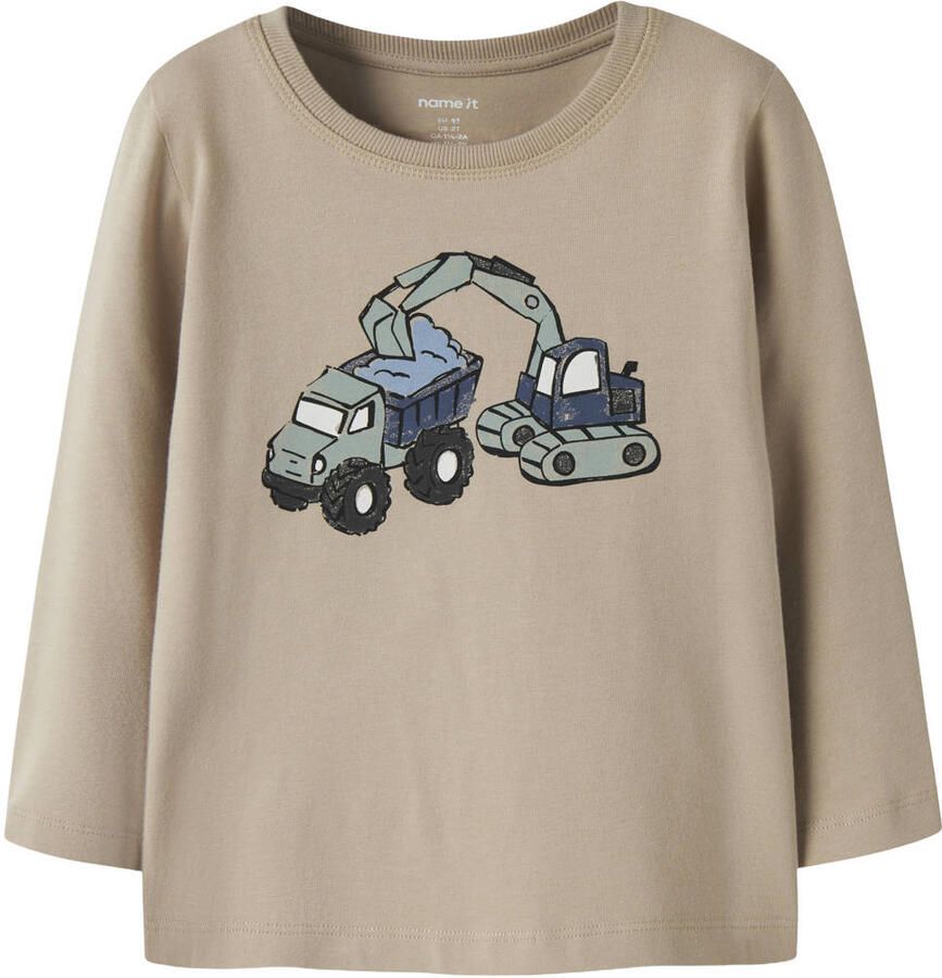 NAME IT MINI rechtvallend longsleeve met print beige