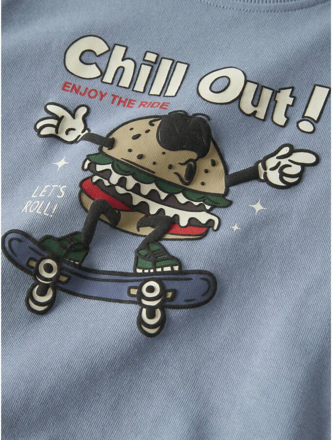 NAME IT MINI rechtvallend sweater met print blauw - Foto 3