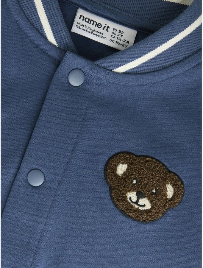 NAME IT MINI rechtvallend sweatvest met patches blauw - Foto 2