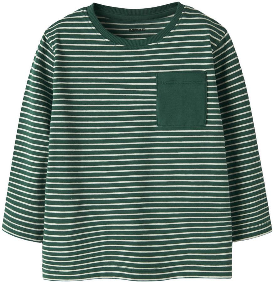 NAME IT MINI rechtvallende gestreepte longsleeve groen