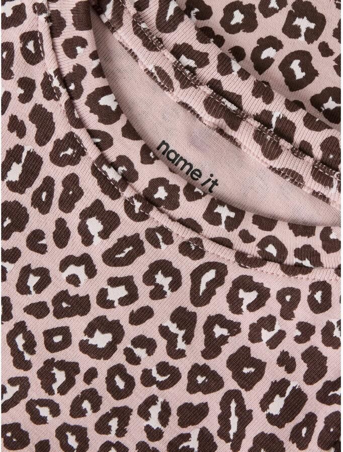 NAME IT MINI rechtvallende longsleeve met panterprint lila Paars Meisjes Stretchkatoen Ronde hals - Foto 2