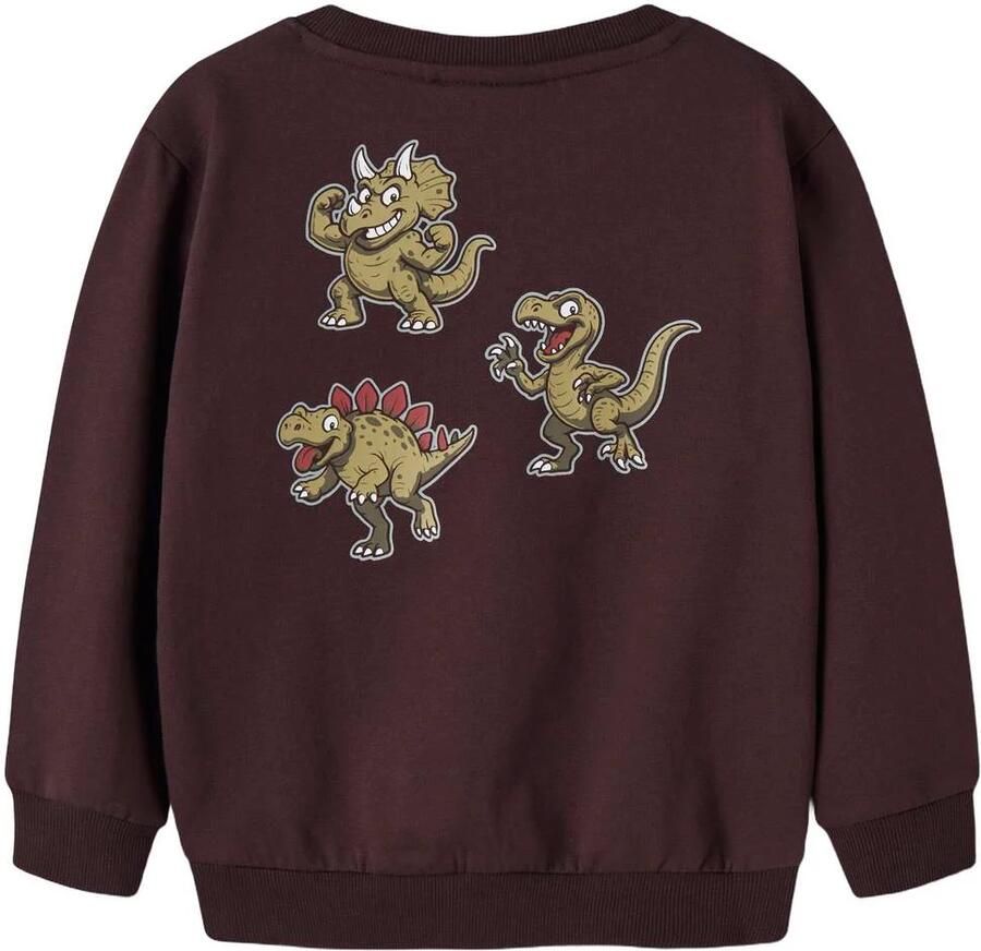 NAME IT MINI rechtvallende sweater met backprint donkerbruin Backprint - Foto 2