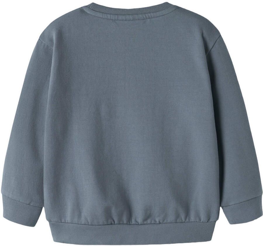 NAME IT MINI rechtvallende sweater met patches en print grijsblauw Printopdruk - Foto 2