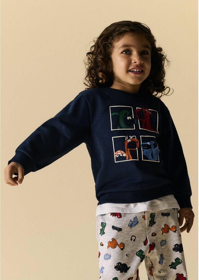 NAME IT MINI rechtvallende sweater met print donkerblauw