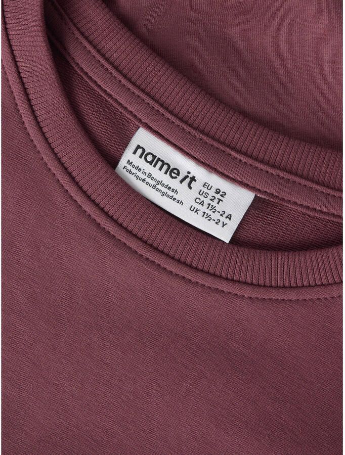 NAME IT MINI rechtvallende sweater met ruches donkerrood